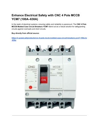 In the realm of electrical systems, ensuring safety and reliability is paramount (1)
