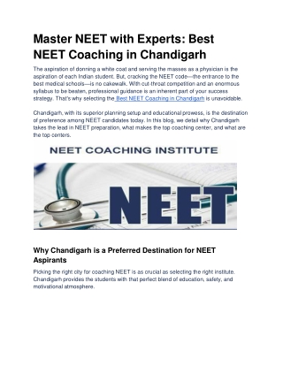 Master NEET with Experts_ Best NEET Coaching in Chandigarh