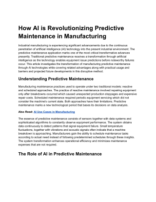 How AI is Revolutionizing Predictive Maintenance in Manufacturing