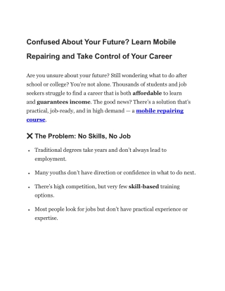 Confused About Your Future, Learn Mobile Repairing and Take Control of Your Career