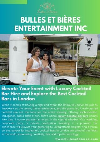 Elevate Your Event with Luxury Cocktail Bar Hire and Explore the Best Cocktail Bars in London