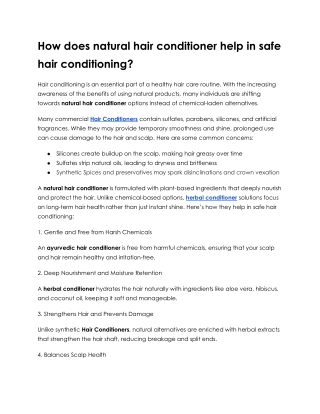 How does natural hair conditioner help in safe hair conditioning?