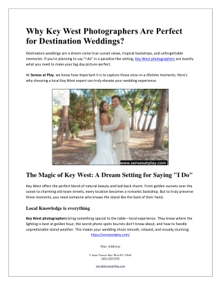 Why Key West Photographers Are Perfect for Destination Weddings