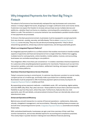 Integrated Payment Platforms