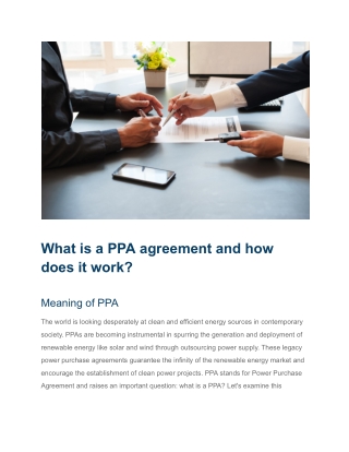 what is a ppa agreement and how does it work