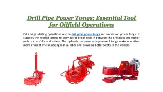 Drill Pipe Power Tongs Essential Tool for Oilfield Operations