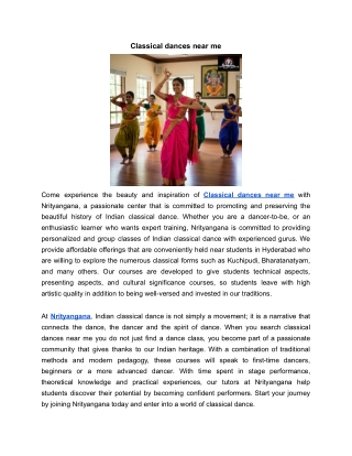 Classical dances near me | Nrityangana