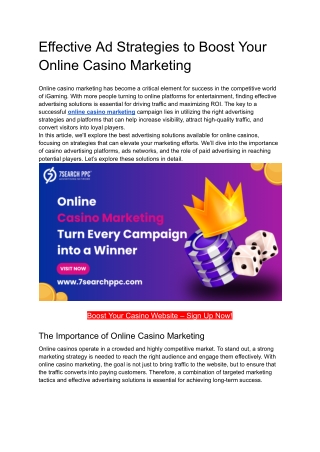 Effective Ad Strategies to Boost Your Online Casino Marketing