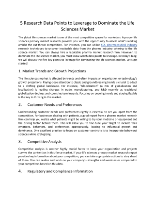 5 Research Data Points to Leverage to Dominate the Life