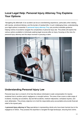 Local Legal Help Personal Injury Attorney Troy Explains Your Options