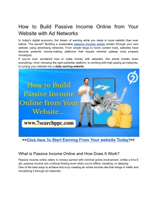 how to build passive income online from your
