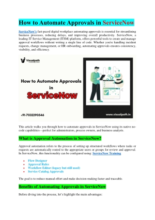 The Best ServiceNow Online Training - ServiceNow Course in India