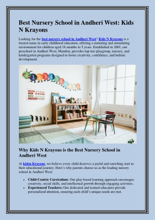 Best Nursery School in Andheri West