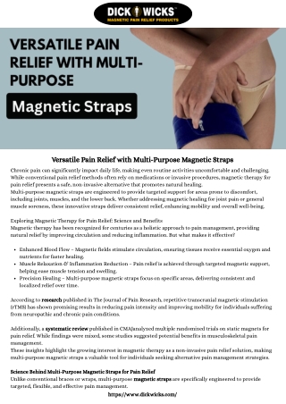 Versatile Pain Relief with Multi-Purpose Magnetic Straps