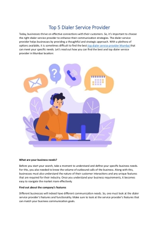 Top 5 Dialer Service Provider