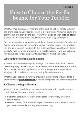How to Choose the Perfect Beanie for Your Toddler