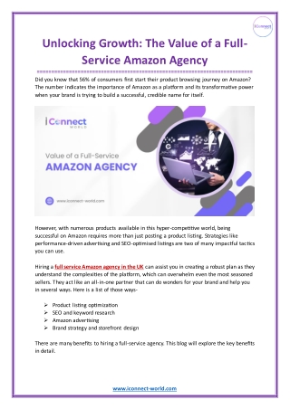 Unlocking Growth: The Value of a Full-Service Amazon Agency