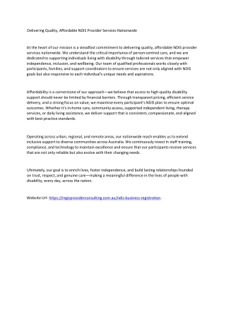 Delivering Quality, Affordable NDIS Provider Services Nationwide
