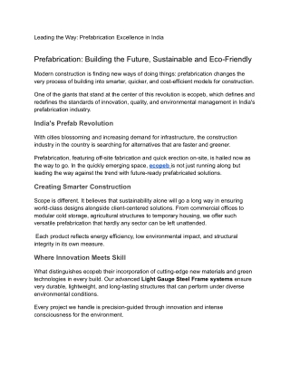 Leading the Way_ Prefabrication Excellence in India