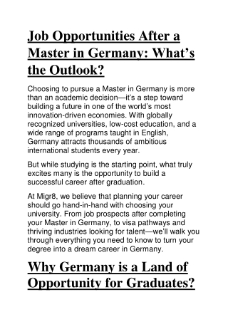 Job Opportunities After a Master in Germany  What’s the Outlook