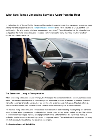 What Sets Tampa Limousine Services Apart from the Rest