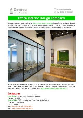 Office Interior Design Company