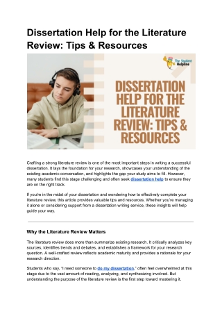 dissertation help for the literature review tips
