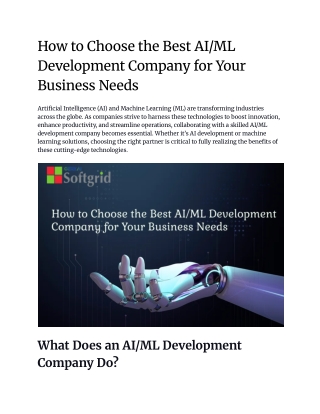 How to Choose the Best AI_ML Development Company for Your Business Needs
