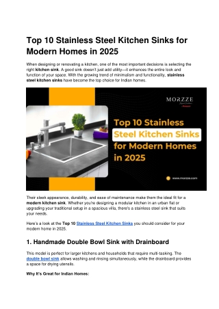 Top 10 Stainless Steel Kitchen Sinks for Modern Homes in 2025