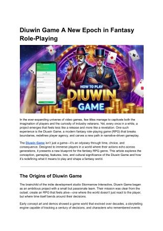 diuwin game a new epoch in fantasy role playing