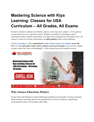 mastering science with kiya learning classes