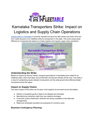 Karnataka Transporters Strike_ Impact on Logistics and Supply Chain Operations