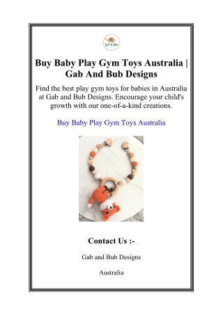 Buy Baby Play Gym Toys Australia | Gab And Bub Designs