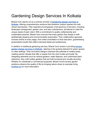 Gardening Design Services In Kolkata