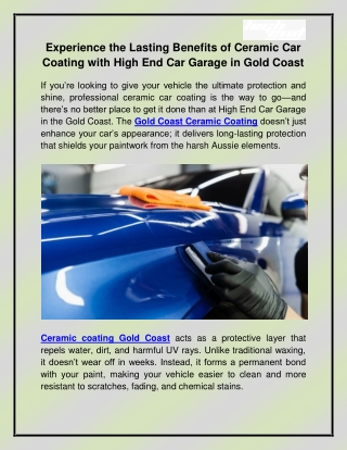 Gold coast ceramic coating