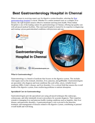 Best Gastroenterology Hospital in Chennai