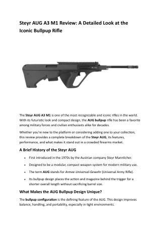 Steyr AUG A3 M1 Review A Detailed Look at the Iconic Bullpup Rifle