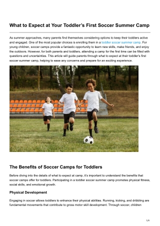 What to Expect at Your Toddler’s First Soccer Summer Camp