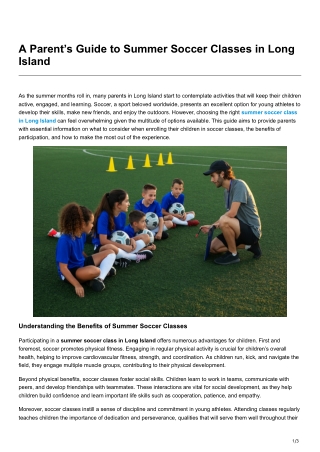 a parent s guide to summer soccer classes in long