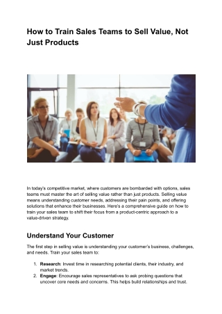How to Train Sales Teams to Sell Value, Not Just Products