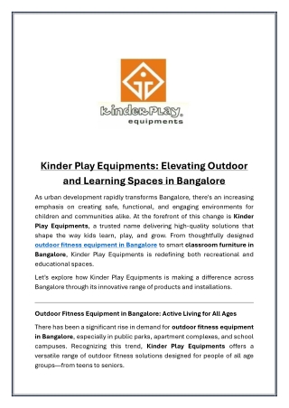 Kinder Play Equipments  Elevating Outdoor and Learning Spaces in Bangalore