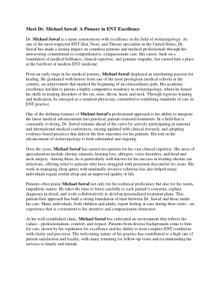Revolutionizing ENT Care: The Vision of Dr. Michael Sawaf