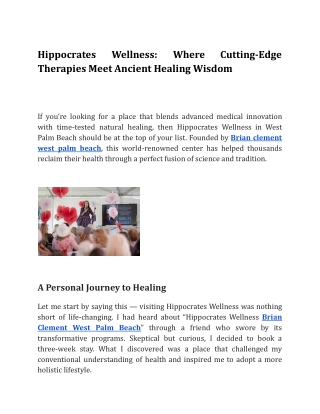 Hippocrates Wellness_ Where Cutting-Edge Therapies Meet Ancient Healing Wisdom