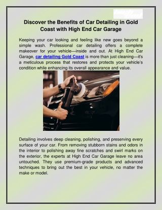 Car Detailing Gold Coast