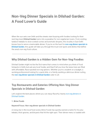 Non-Veg Dinner Specials in Dilshad Garden_ A Food Lover’s Guide