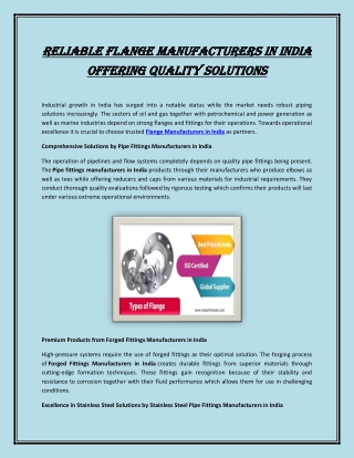 Reliable Flange Manufacturers in India Offering Quality Solutions