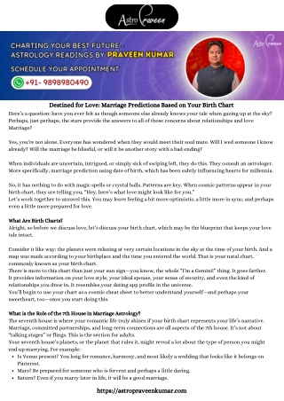 Destined for Love Marriage Predictions Based on Your Birth Chart