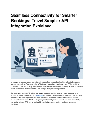 Seamless Connectivity for Smarter Bookings_ Travel Supplier API Integration Explained