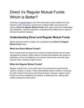 direct vs regular mutual funds which is better