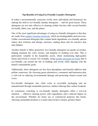 Top Benefits of Using Eco-Friendly Laundry Detergents